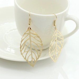 Gold Hollow Metal Leaf Earrings